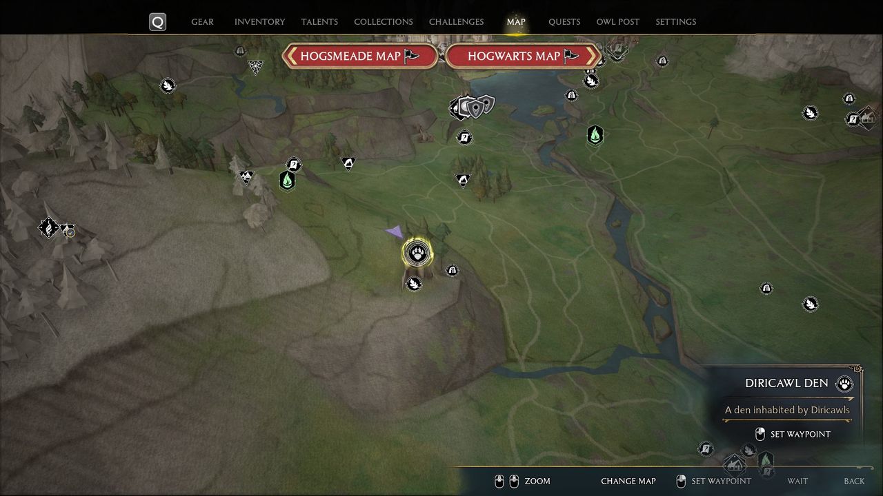 Hogwarts Legacy Diricawl location north-west of Keenbridge