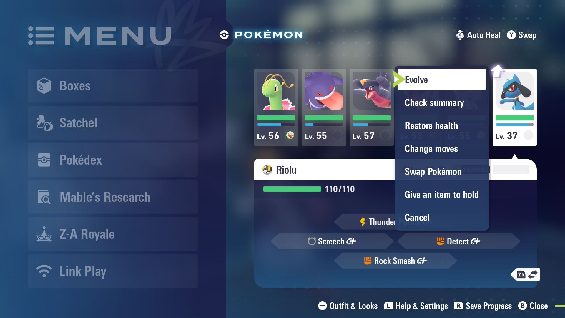 The chance to evolve Pokemon Legends: Z-A Riolu