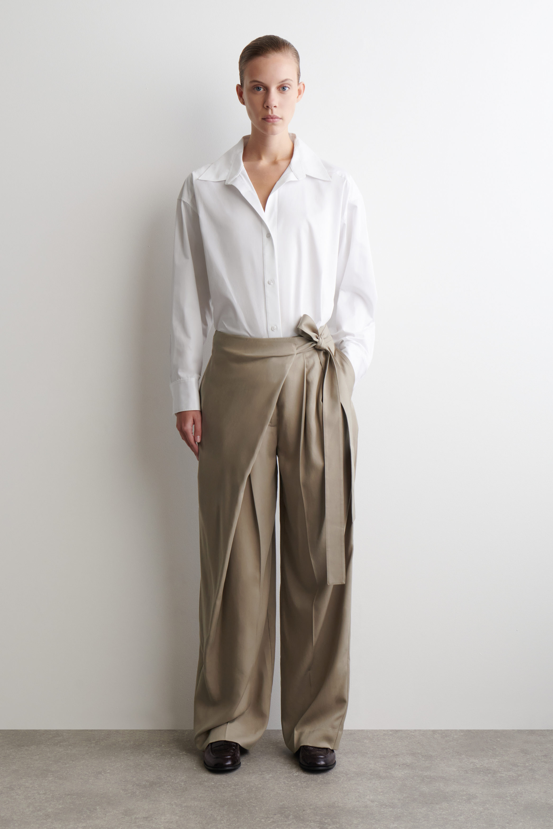 Fluid Wrap-Front Trousers
