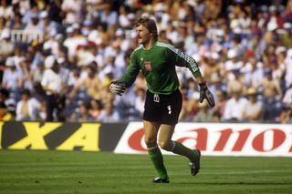 Poland goalkeeper Jozef Mlynarczyk in action during the 1986 World Cup.