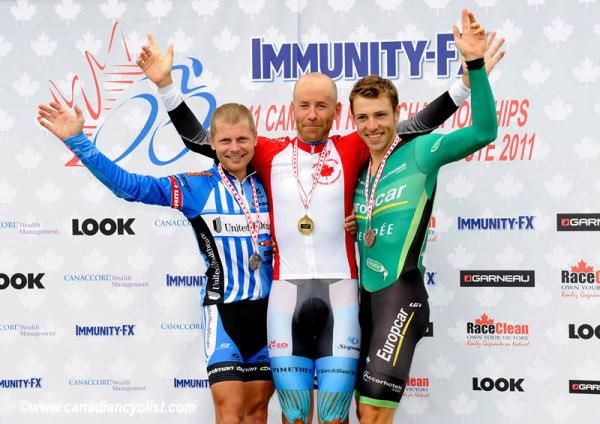 Christian Meier (United Healthcare Pro Cycling Team), Svein Tuft (Team Spidertech powered by C10) and David Veilleux (Team Europcar) on the podium.
