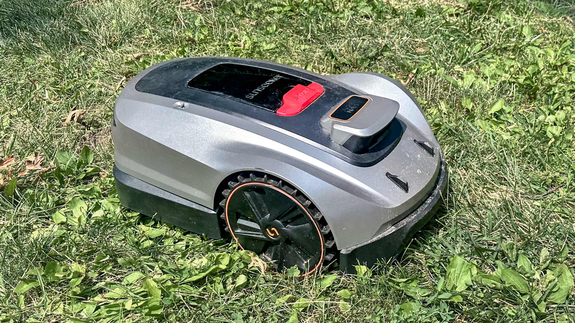Sunseeker X3 Plus robot lawnmower on grass