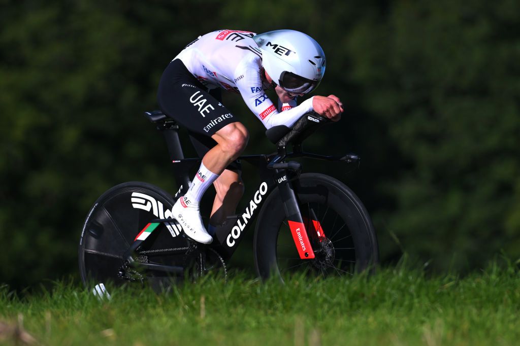 DIFFERDANGE LUXEMBOURG SEPTEMBER 21 Marc Hirschi of Switzerland and UAE Team Emirates sprints during the 84th Tour de Luxembourg 2024 Stage 4 a 155km individual time trial stage from Differdange to Differdange UCIWT on September 21 2024 in Differdange Luxembourg Photo by Tim de WaeleGetty Images