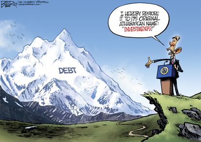 Obama cartoon U.S. Denali National Debt