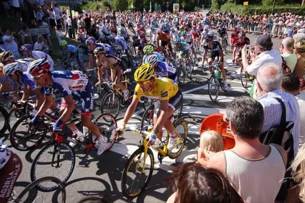 Tour de France leader Fabian Cancellara tried to stay out of trouble...