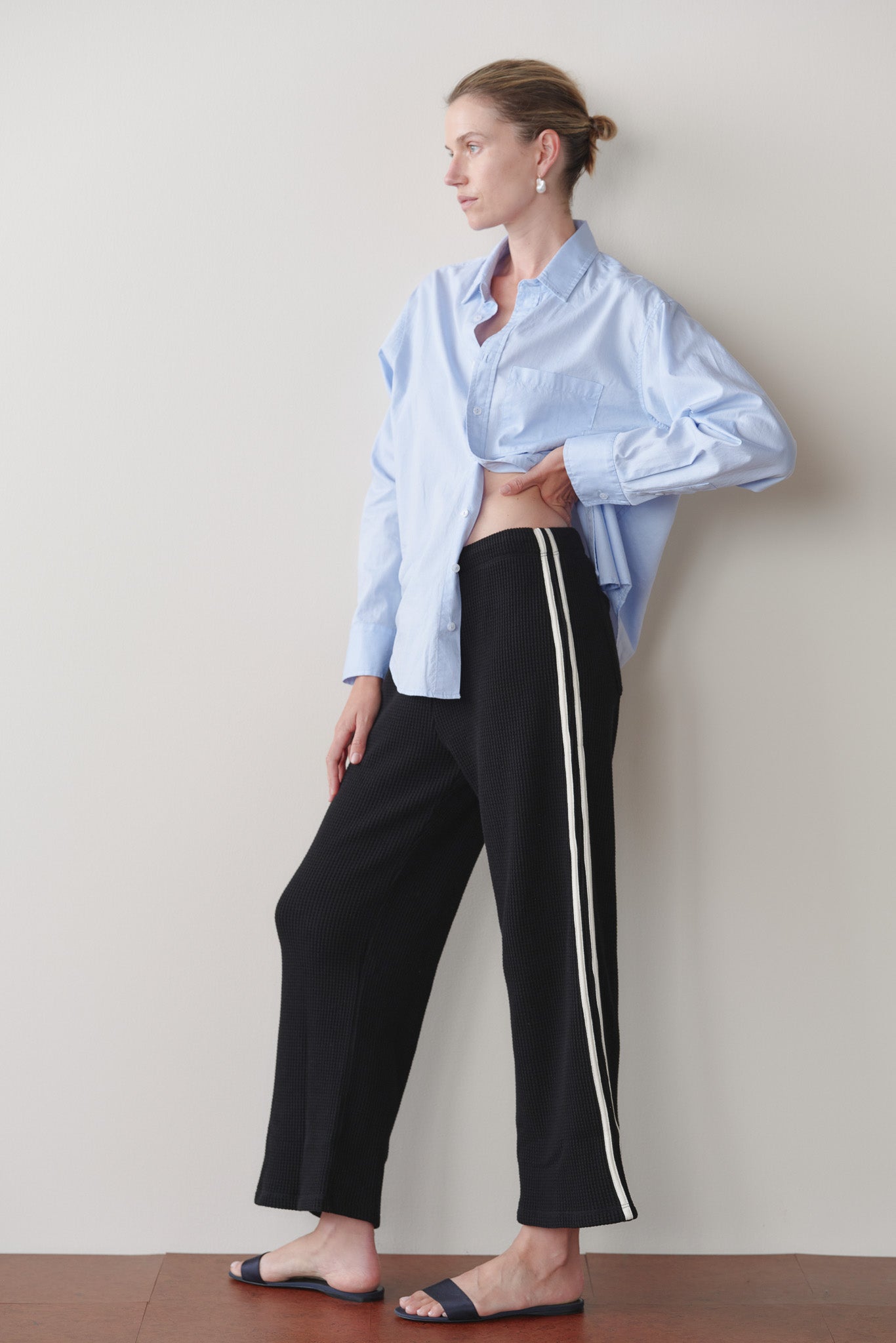 The Thermal Crop Stripe Pant - Jet / Jet / Xxs