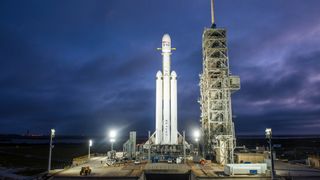 Falcon Heavy is a super-heavy lifter like NASA's Saturn V 'moon rocket'. Credit: SpaceX
