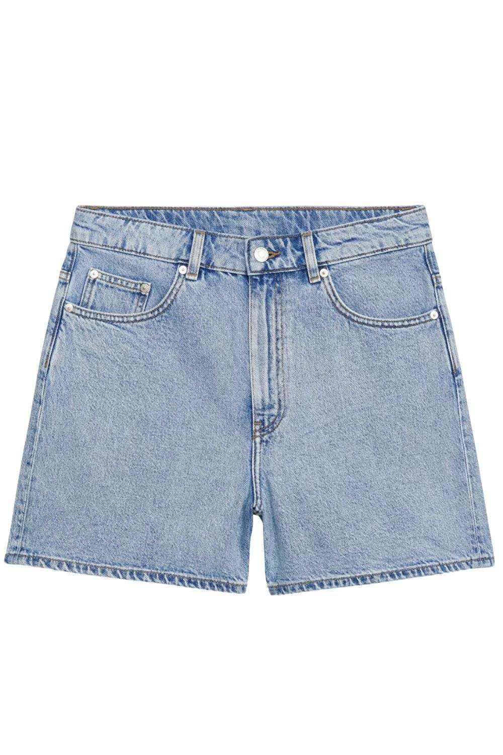 Arket High Waist Non-Stretch Denim Shorts