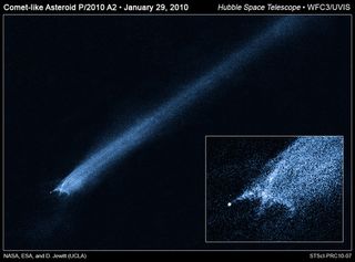Asteroid Trailing Debris After Collision