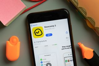 Basecamp screen on smartphone
