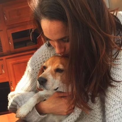 Meghan Markle with rescue beagle Guy and Meghan in her Netflix series