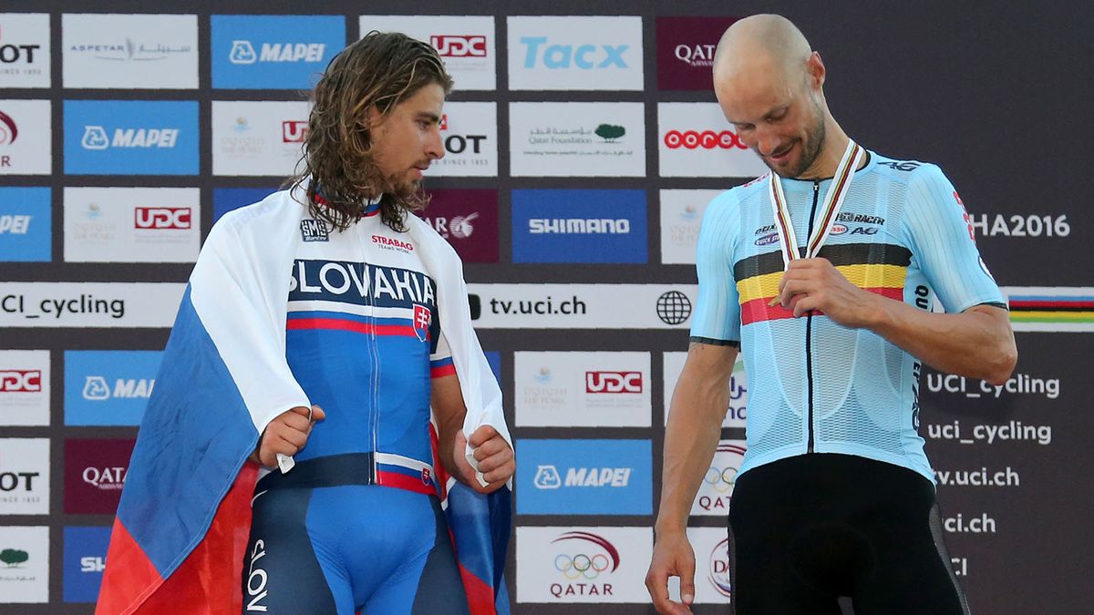 Tom Boonen wears the iconic Belgian colours to third place in 2016