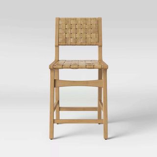 a woven bar stool