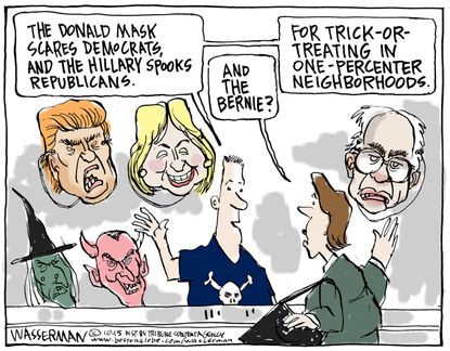 Political cartoon U.S. Presidential candidates Halloween bipartisan