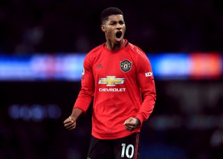 Marcus Rashford in action for Manchester United.