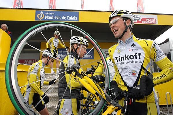 Alexander Serov (Tinkoff Credit Systems) smiles before the start, but didn't know yet that he would be in the break of the day.