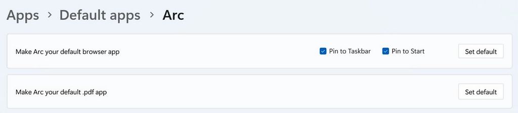 Windows default app settings