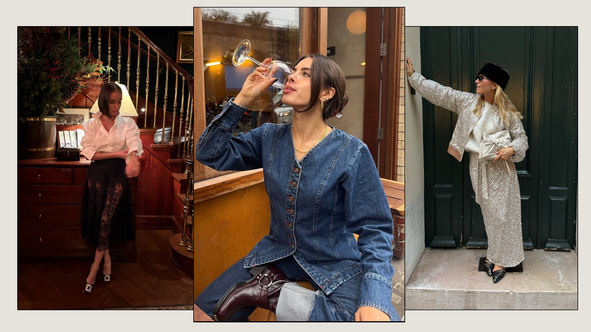 Three outfits that you can wear to the pub this festive season. 