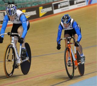 Charline Joiner and Jenny Davis during qualifying for the womens team sprint