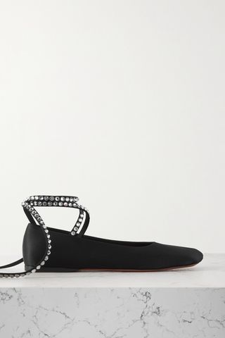 Ane Crystal-Embellished Satin Ballet Flats