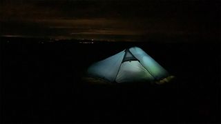 Aldi Adventuridge tent at night