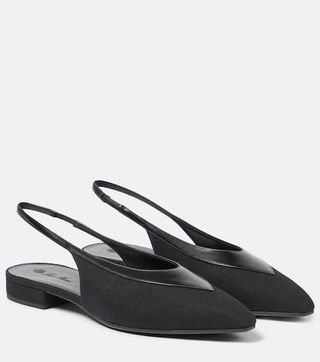 Rebecca Leather-Trimmed Slingback Flats