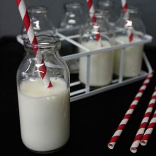 mini milk bottles with straw