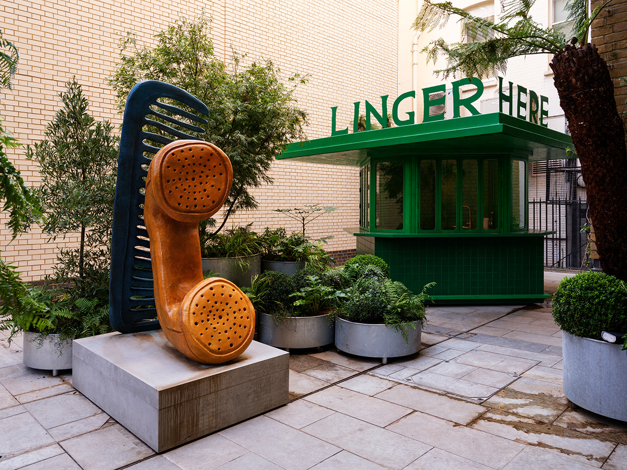 Stephen Friedman Gallery rear garden with green pavilion