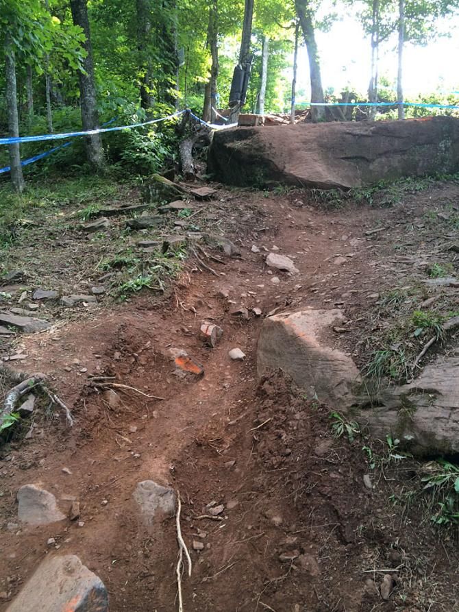 A technical section of the downhill World Cup course in Windham, New York