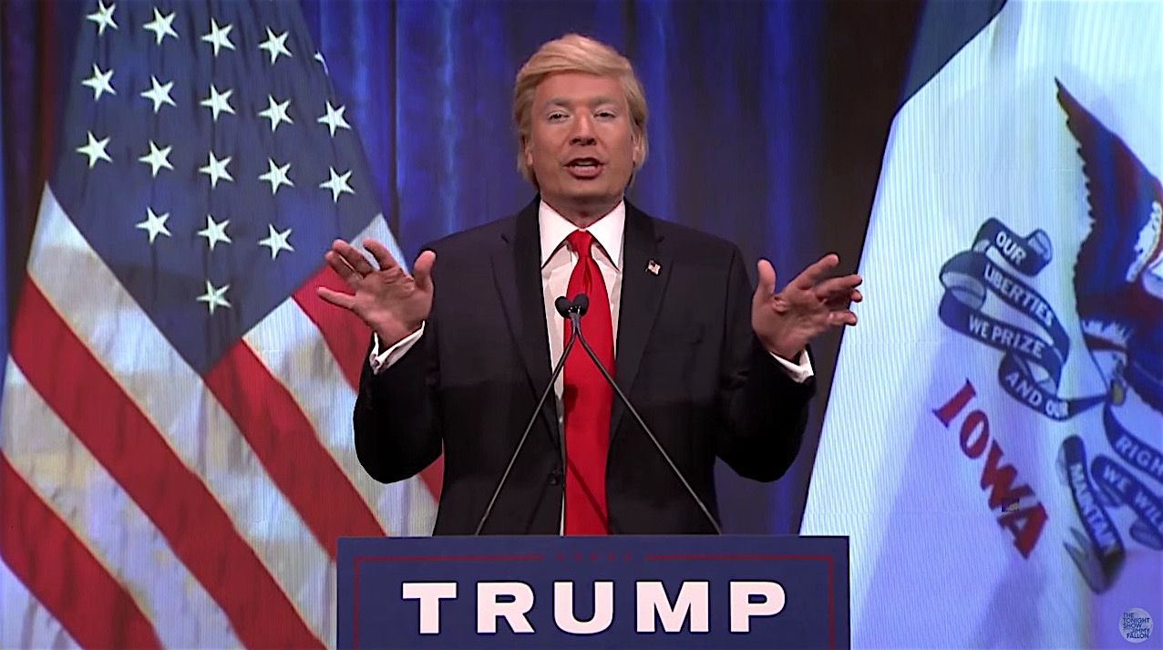 Jimmy Fallon&amp;#039;s Donald Trump declares victory in Iowa