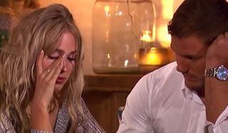 The Bachelor Cassie Randolph cries talking to Colton Underwood ABC