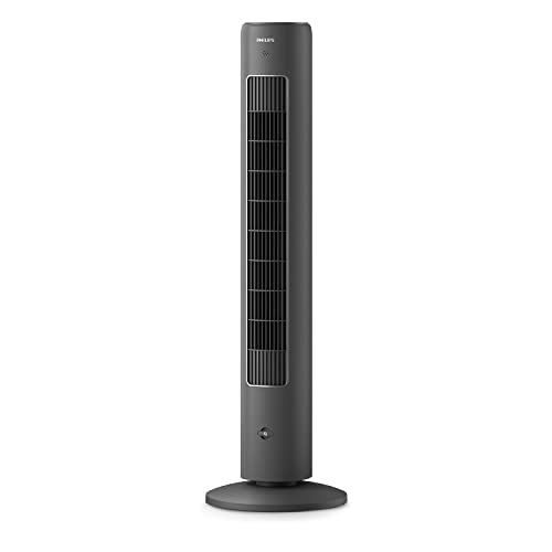 Philips Oscillating Tower Fan 5000 Series, 105 Cm Slim Design, Remote Control, Timer, 3 Speeds, 3 Modes, 40w, Powerful Yet Quiet Airflow, Suitable for Aromatherapy, Dark Grey (cx5535/11)