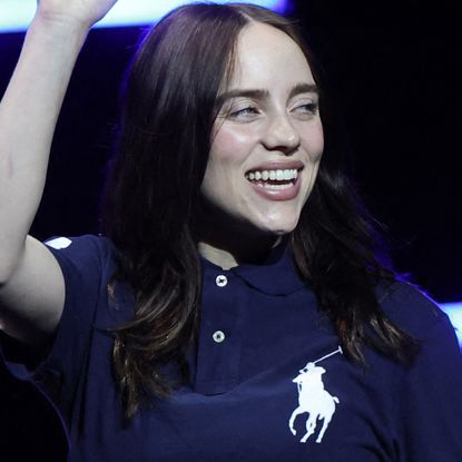 Billie Eilish wore the board shorts trend with Adidas Samba sneakers