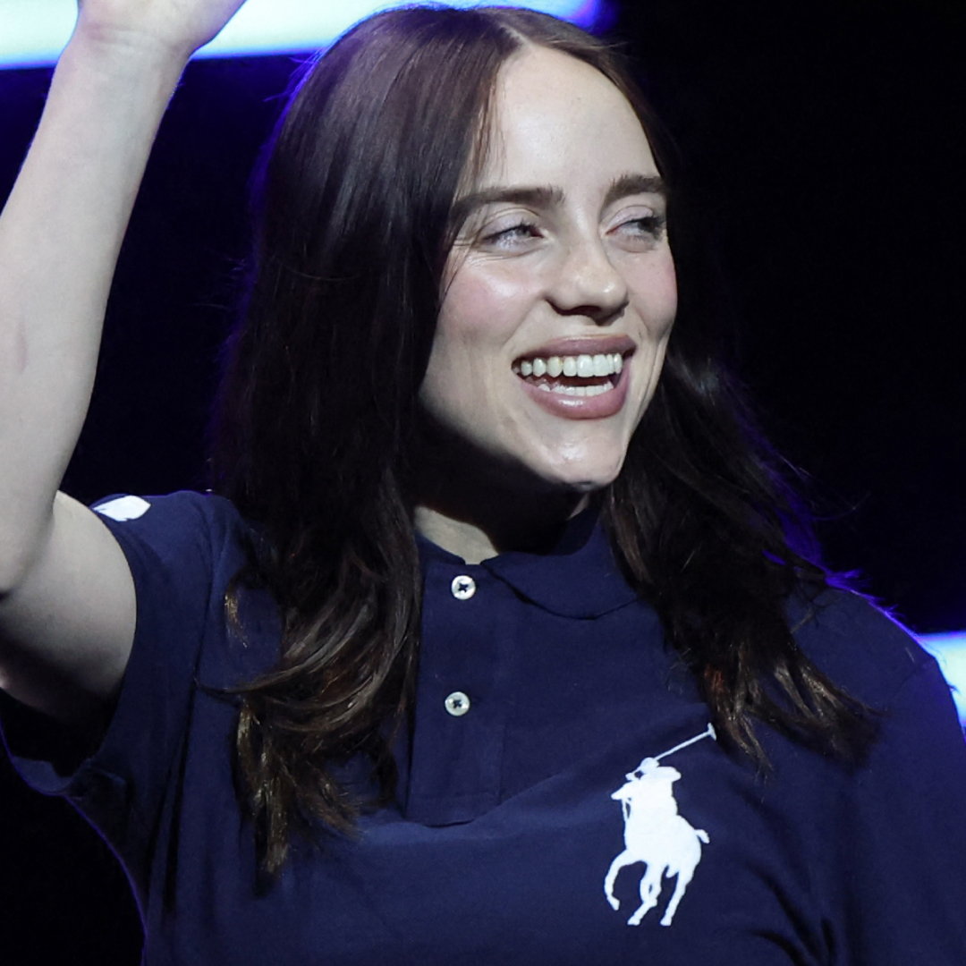 Billie Eilish wore the board shorts trend with Adidas Samba sneakers