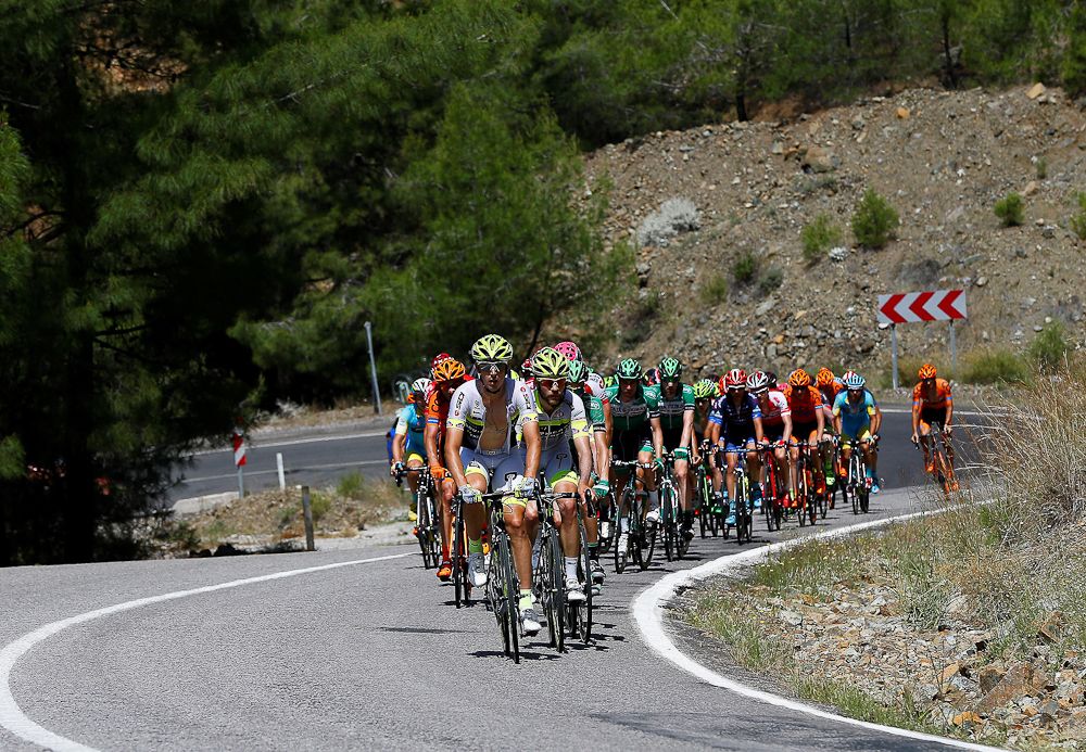 The Tour of Turkey peloton in action during stage 7.