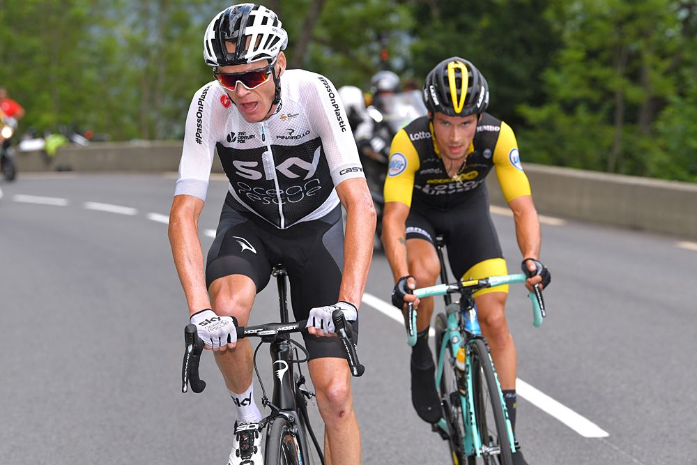 Primoz Roglic (LottoNL-Jumbo) and Chris Froome (Team Sky)