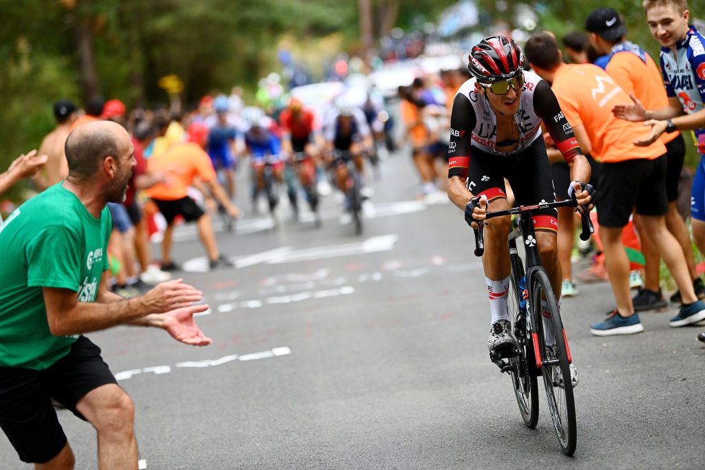 BILBAO SPAIN AUGUST 24 Marc Soler Gimenez of Spain and UAE Team Emirates competes during the 77th Tour of Spain 2022 Stage 5 a 1872km stage from Irn to Bilbao LaVuelta22 WorldTour on August 24 2022 in Bilbao Spain Photo by Tim de WaeleGetty Images