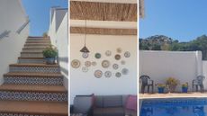 three images of outdoor living space in Spain to show take away style notes from a Spanish holiday 