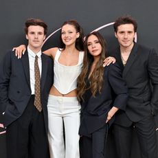 Cruz Beckham, Victoria Beckham and Nicola and Brooklyn Peltz Beckham at the premiere of 'Lola'