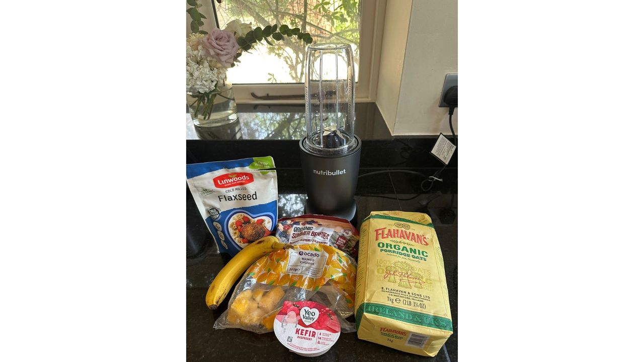The Nutribullet Turbo blender in the tester's kitchen ready for blending