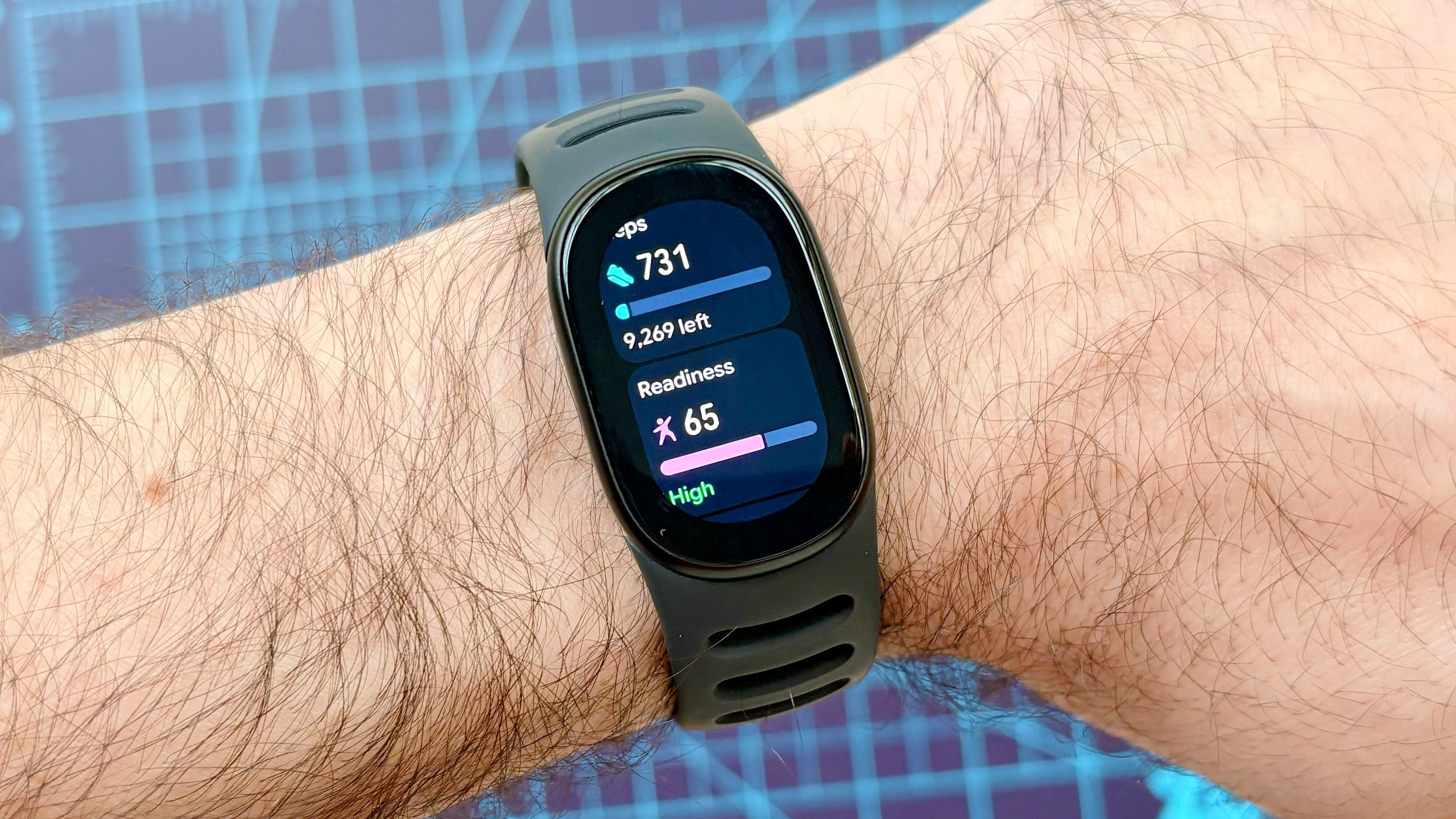 Close-up of the Fitbit Edge fitness tracker
