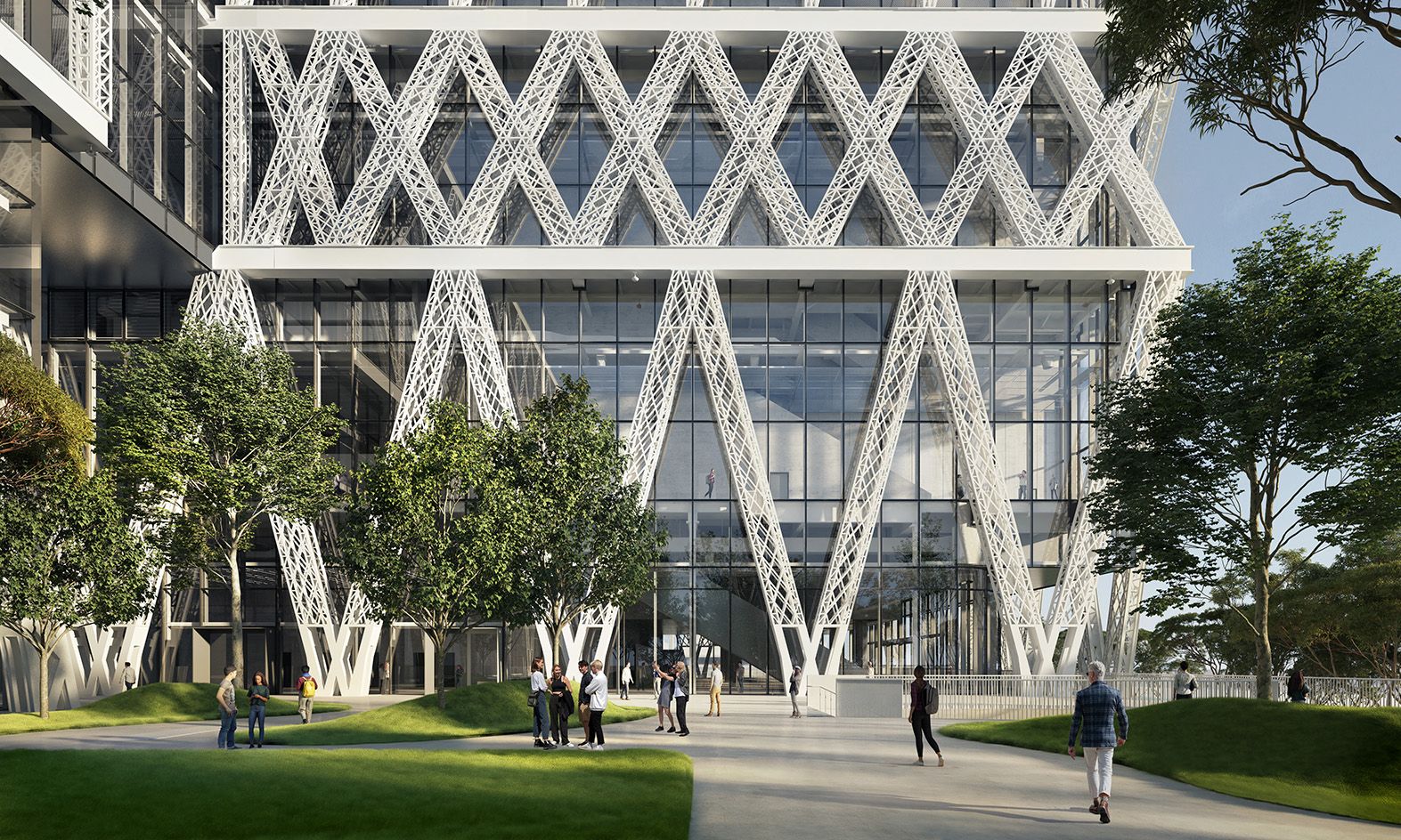 Artist impression, Powerhouse Paramatta, designed by Moreau Kusunoki and Genton, close up of facade