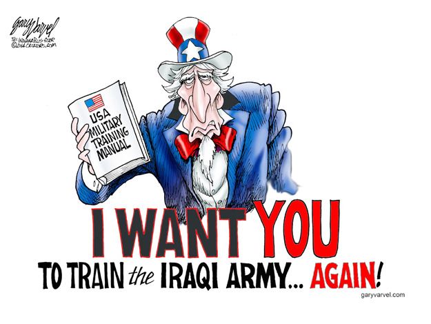 Political cartoon Iraq military world