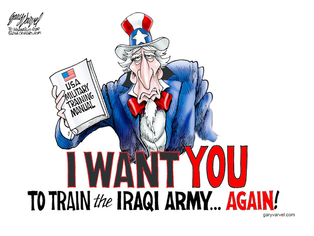 Political cartoon Iraq military world