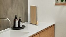 a smart speaker on a kitchen counter