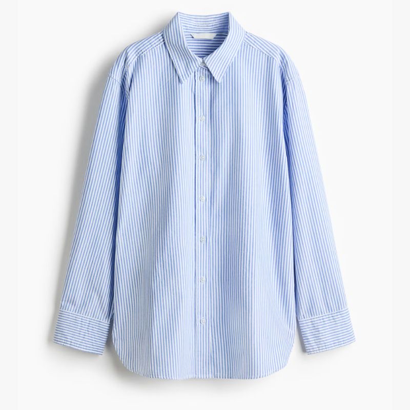 H&amp;amp;M, blue pinstripe shirt