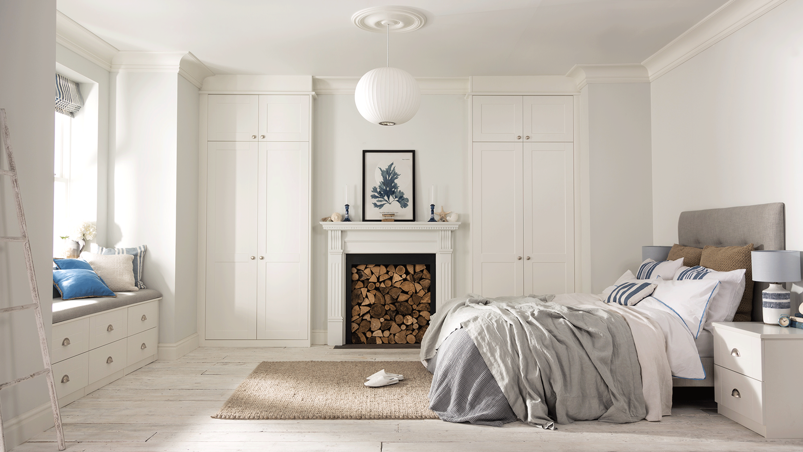 light and bright bedroom with rug