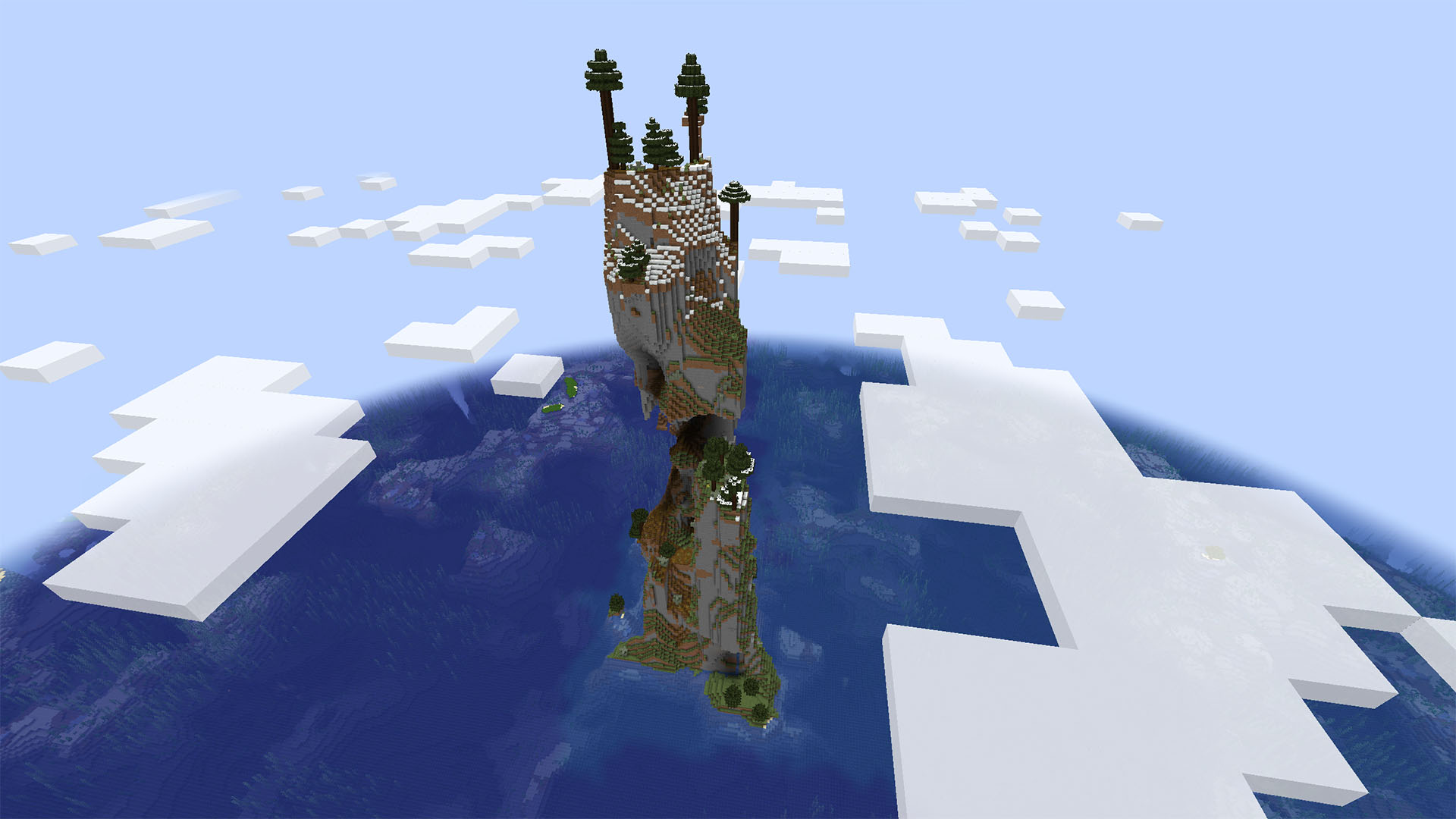 Une immense tour dans l'eau dans Minecraft.