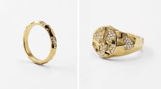 Gold faceted rings with diamonds