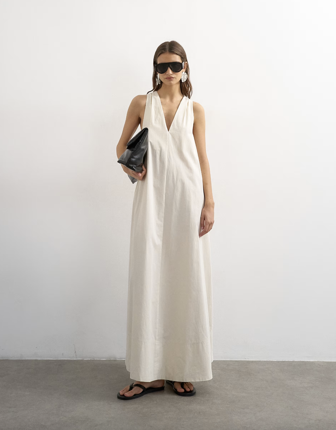 Topshop, Poplin Halter Deep Hem Maxi Trapeze Dress